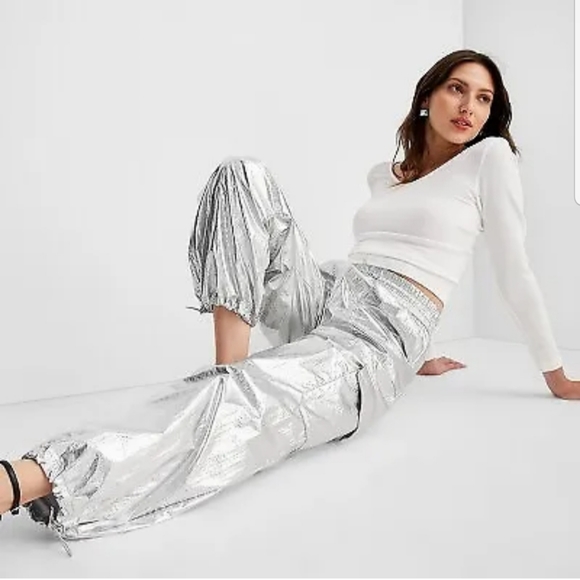 Women's Mid-Rise Slim Straight Fit Jogger Pants - A New Day Silver XL - Picture 2 of 6